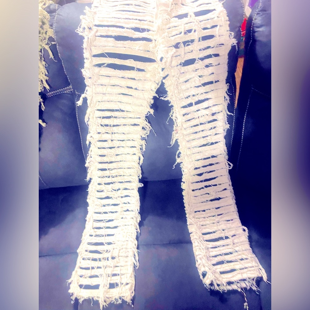 White Washed Blue Jean Flare Rockstar Original Stacked Pants